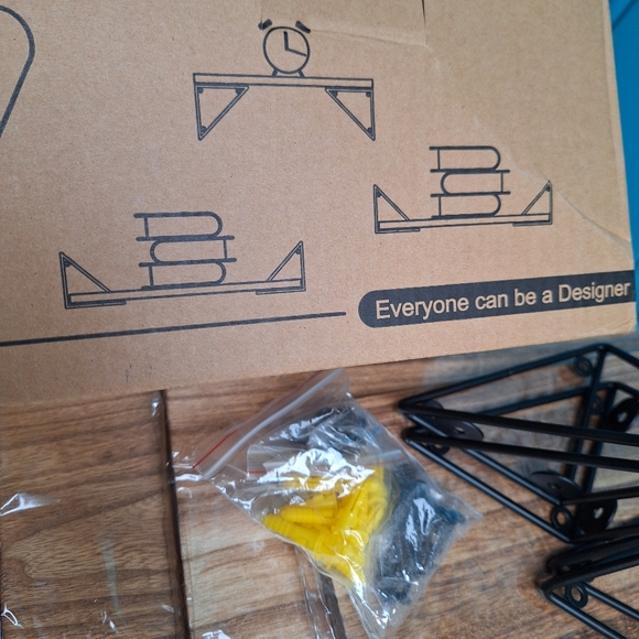 NEW Display Shelves Floating Wall Shelving w Metal Brackets Natural Wood Color - Picture 15 of 17